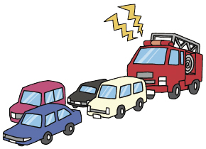 渋滞で消防車が通れないイラスト
